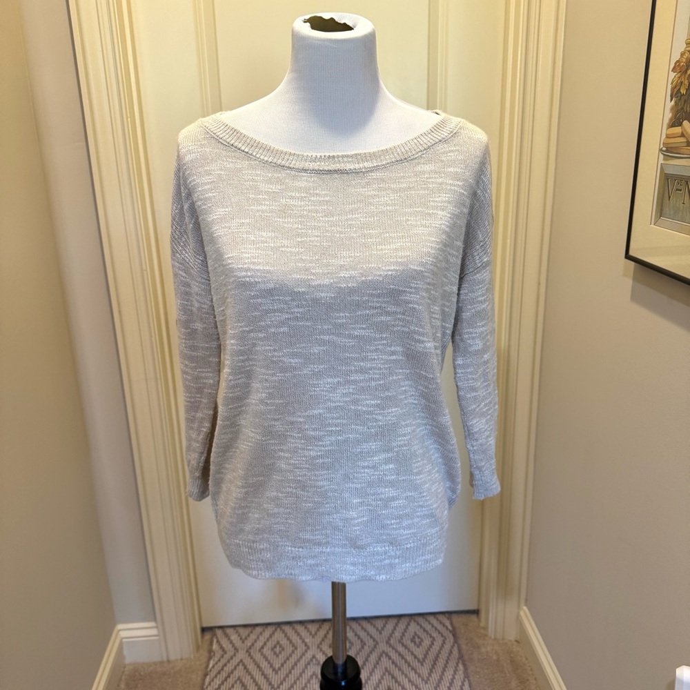 Banana Republic Tan and White Linen Blend Sweater